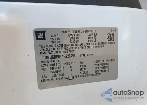 2010 Chevrolet Tahoe Lt из США, поврежденный, VIN 1GNUCBE05AR228495